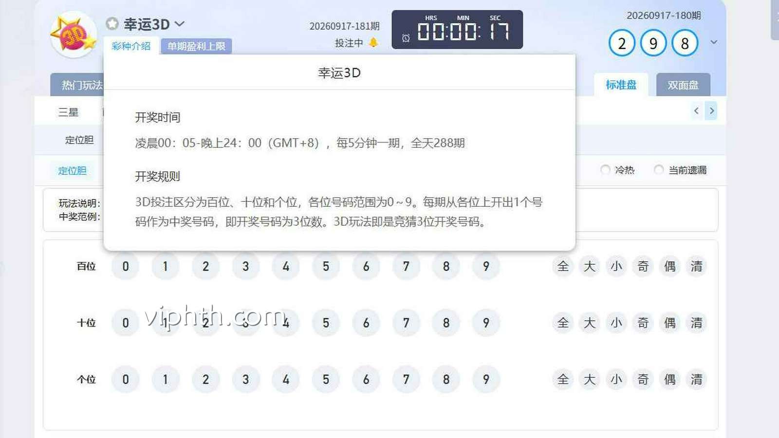 华体会彩票《幸运3D》：定位胆规则与中奖方式