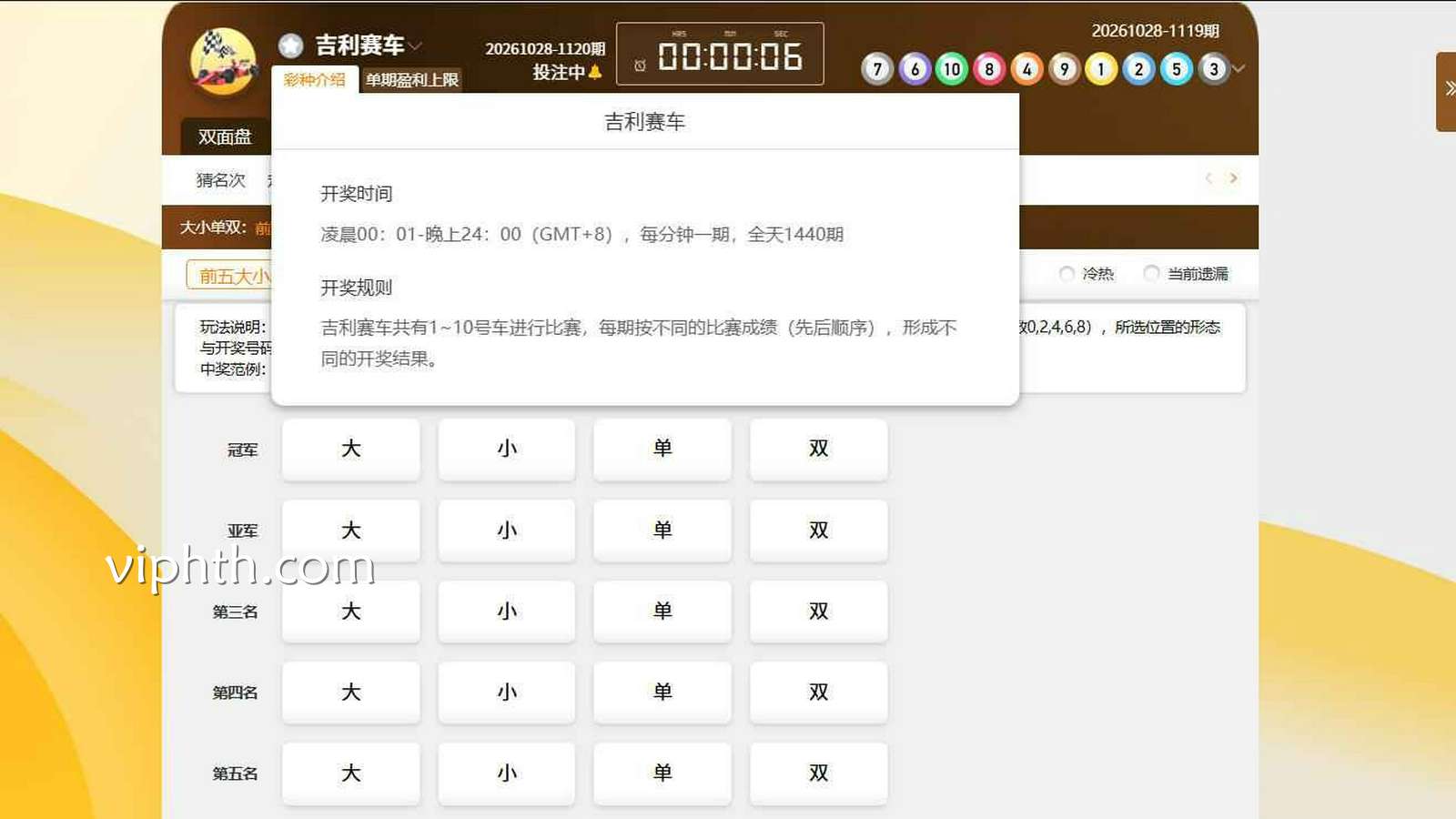 华体会彩票《吉利赛车》大小单双规则与判定方法